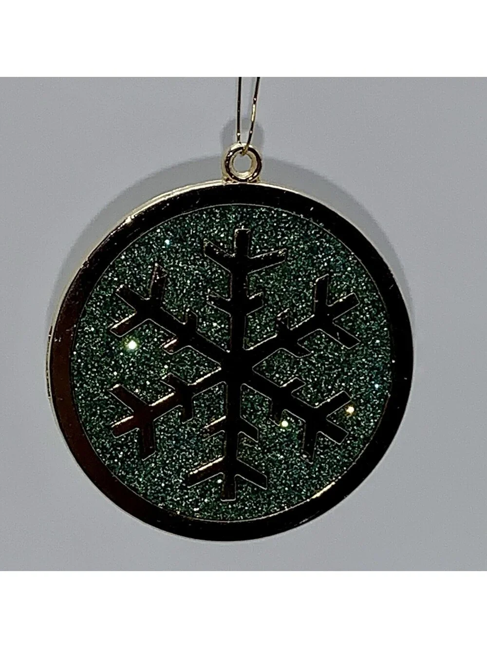 Vtg Gloria Duchin 2001 Brass Snowflake Ornament Green Sparkle Enamel Holiday